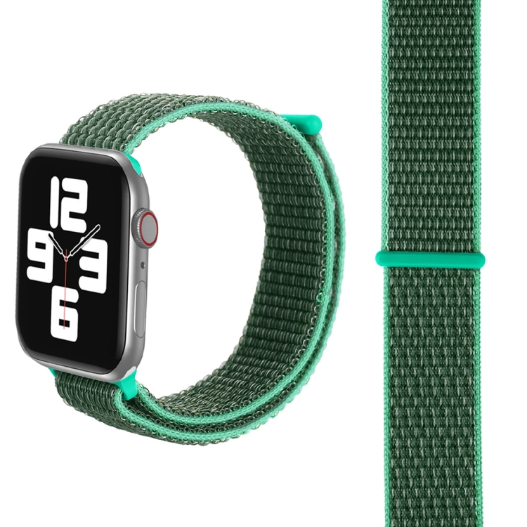 For Apple Watch 42mm / 41mm / 40mm / 38mm Simple Fashion Nylon Watch Band with Magic Stick(Grass Green)