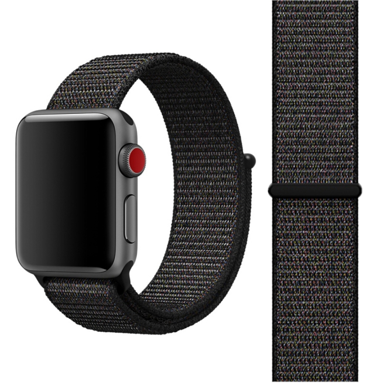 For Apple Watch 42mm / 41mm / 40mm / 38mm Simple Fashion Nylon Watch Band with Magic Stick(Nightfall Black)