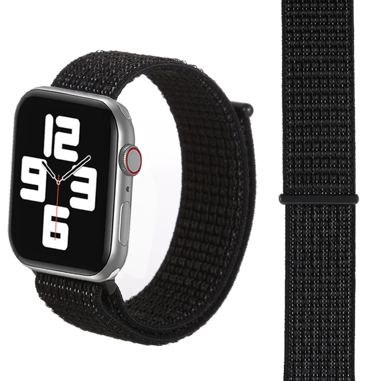 For Apple Watch 46mm / 49mm / 45mm / 44mm Simple Fashion Nylon Watch Band with Magic Stick(Nightfall Black)
