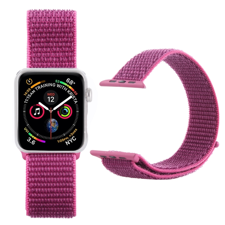 For Apple Watch 46mm / 49mm / 45mm / 44mm Simple Fashion Nylon Watch Band with Magic Stick(Red Purple)