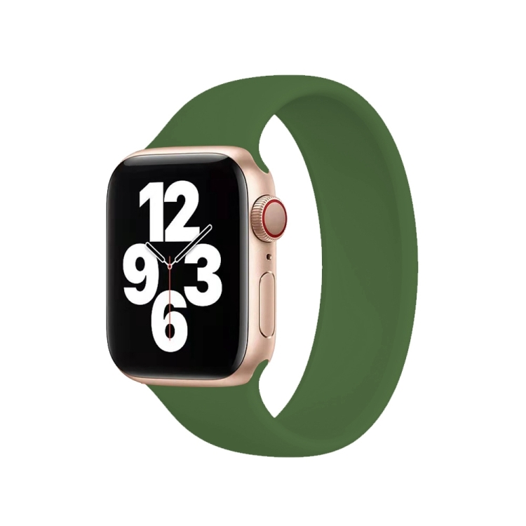 For Apple Watch Series 10 42mm / 9&8&7 41mm / SE 3&SE 2&6&SE&5&4 40mm / 3&2&1 38mm Solid Color Elastic Silicone Watch Band, Size:L 156mm (Alfalfa Grass)