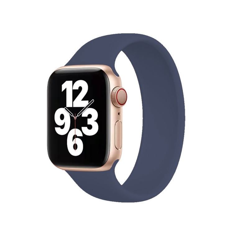 For Apple Watch Series 10 42mm / 9&8&7 41mm / SE 3&SE 2&6&SE&5&4 40mm / 3&2&1 38mm Solid Color Elastic Silicone Watch Band, Size:S 130mm (Deep Blue)