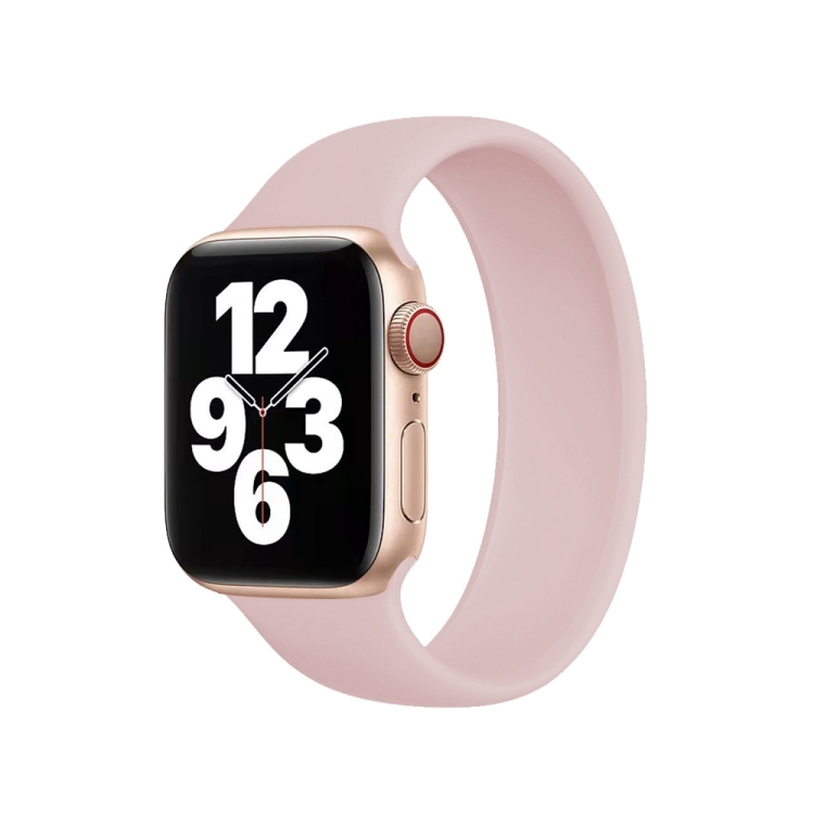 For Apple Watch Series 10 42mm / 9&8&7 41mm / SE 3&SE 2&6&SE&5&4 40mm / 3&2&1 38mm Solid Color Elastic Silicone Watch Band, Size:S 130mm (Gray Pink)