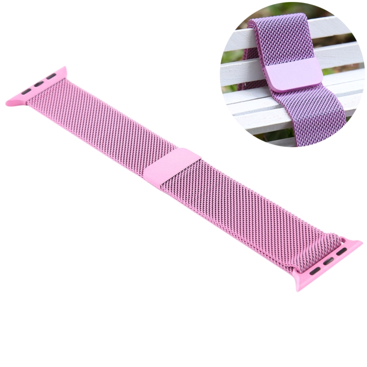 For Apple Watch Ultra 49mm&Watch Ultra 2 49mm / Series 10 46mm / 9&8&7 45mm / SE 3&SE 2&6&SE&5&4 44mm / 3&2&1 42mm Color-changing Magnetic Nylon Watch Band (Pink)