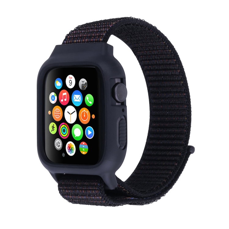 For Apple Watch Ultra 49mm&Watch Ultra 2 49mm / Series 10 46mm / 9&8&7 45mm / SE 3&SE 2&6&SE&5&4 44mm / 3&2&1 42mm Nylon Watch Band with Hook and Loop Fastener (Black Brown)