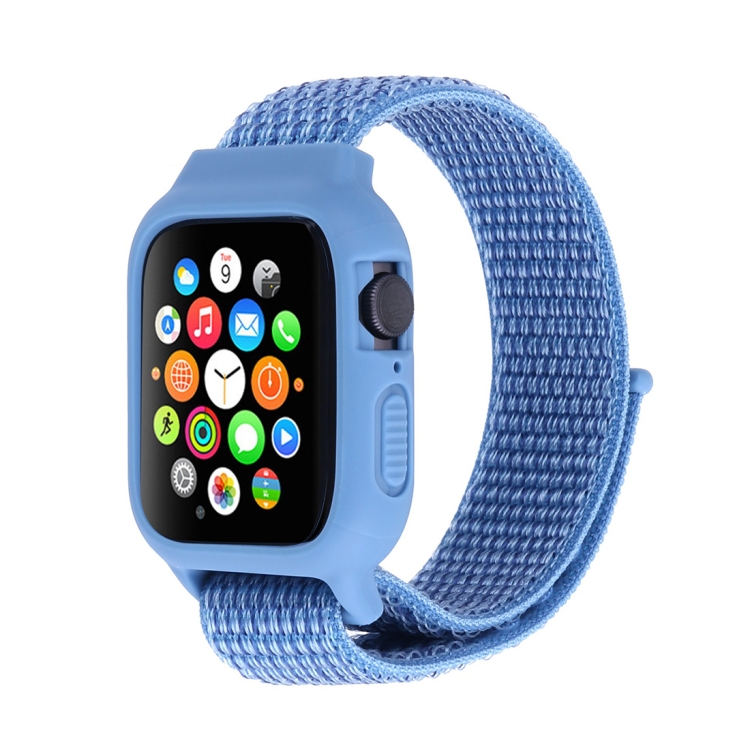 For Apple Watch Ultra 49mm&Watch Ultra 2 49mm / Series 10 46mm / 9&8&7 45mm / SE 3&SE 2&6&SE&5&4 44mm / 3&2&1 42mm Nylon Watch Band with Hook and Loop Fastener (Blue)