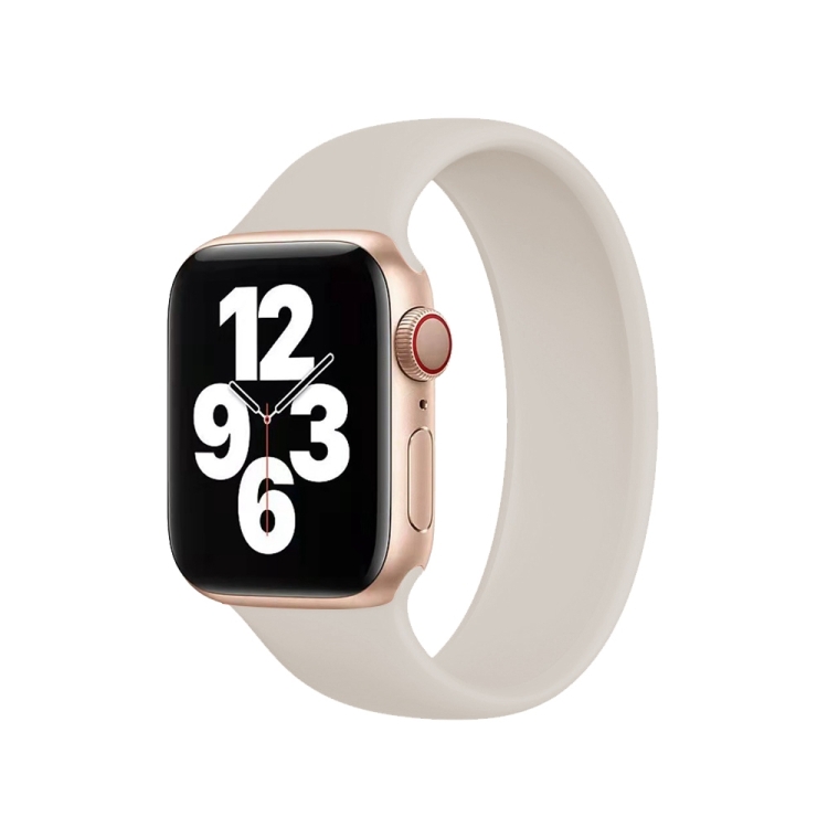 For Apple Watch Ultra 49mm&Watch Ultra 2 49mm / Series 10 46mm / 9&8&7 45mm / SE 3&SE 2&6&SE&5&4 44mm / 3&2&1 42mm Solid Color Elastic Silicone Watch Band, Size:M 143mm (Starlight)