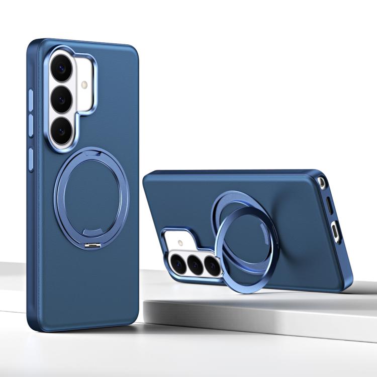 For Galaxy S26 5G Cloud Block Star Leather Series 360 Degree Rotation Holder Magnetic Phone Case(Blue)