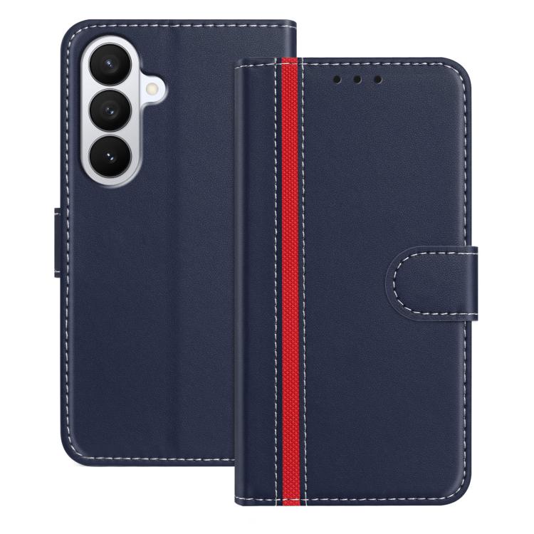 For Galaxy S26 5G Color Block Card Slots Vegan Leather Phone Case(Blue)