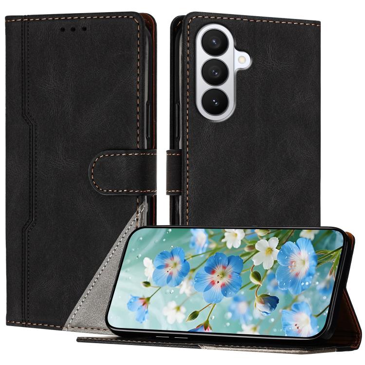 For Galaxy S26 5G Color Matching Buckle Clasp Vegan Leather Phone Case(Black)