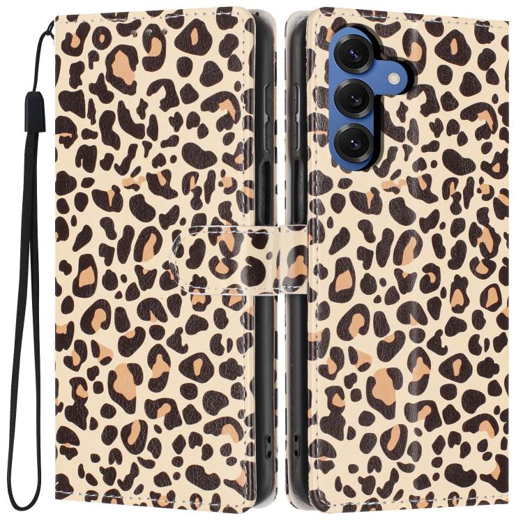 For Galaxy S26 5G Colorful Painting Vegan Leather Phone Case with Lanyard(Leopard Print)