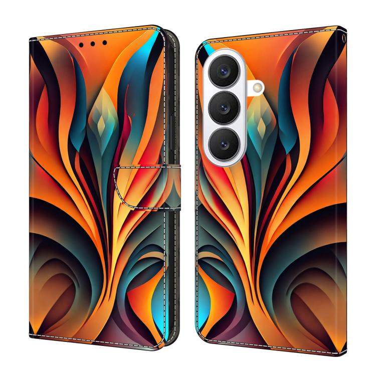 For Galaxy S26 5G Crystal-Like Painted Vegan Leather Phone Case(Flowing Rainbow)