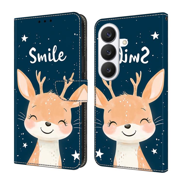 For Galaxy S26 5G Crystal-Like Painted Vegan Leather Phone Case(Smiling Deer)