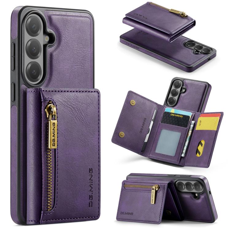 For Galaxy S26 5G DG.MING M5 Series Zip RFID Multi Card Detachable Leather Phone Case(Purple)