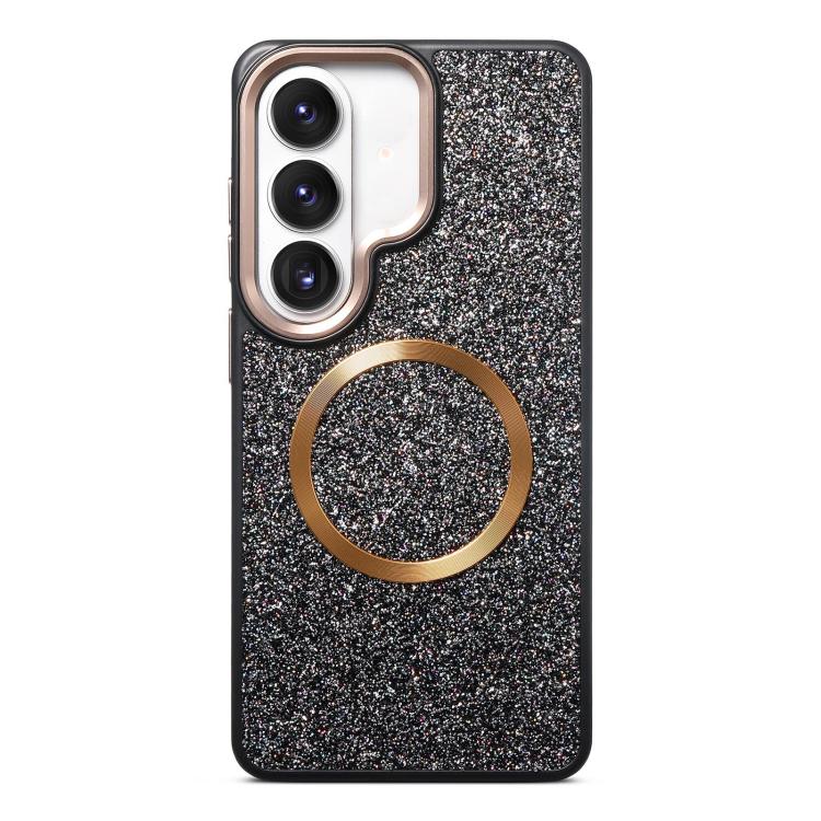 For Galaxy S26 5G Glitter Airbag Shockproof Magnetic Phone Case(Black)