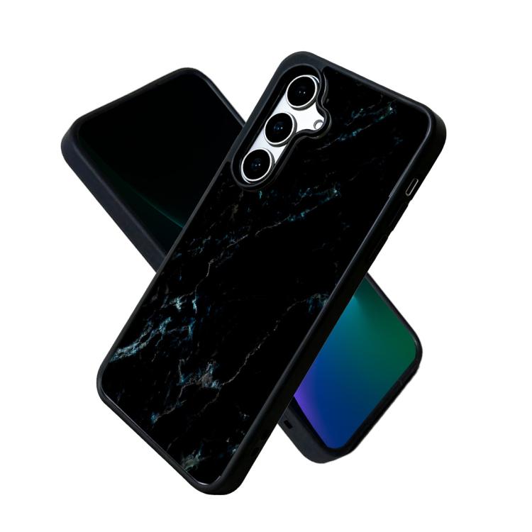 For Galaxy S26 5G Marble Pattern Magnetic Phone Case(Black Base Blue Vein Marble)