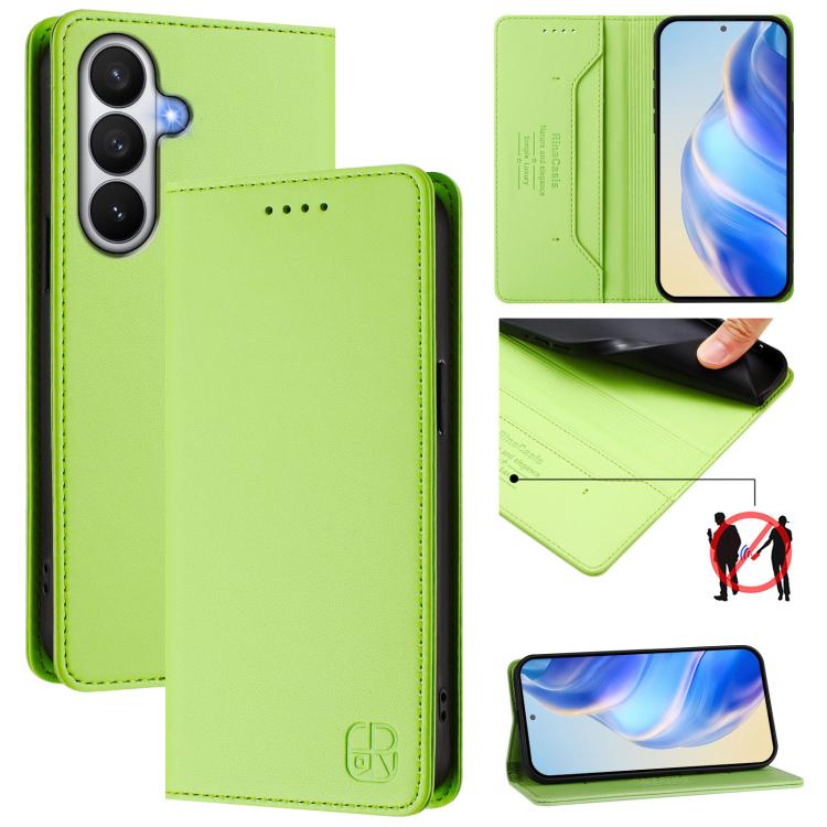 For Galaxy S26 5G RC01 Dual-Folded Magnetic Suction RFID Leather Phone Case(Grass Green)