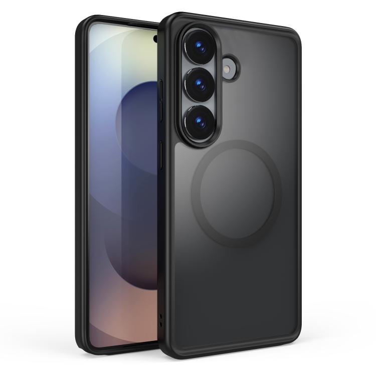 For Galaxy S26 5G Skin Feel Series Matte Color Contrast Magnetic PC Hybrid TPU Phone Case(Black)