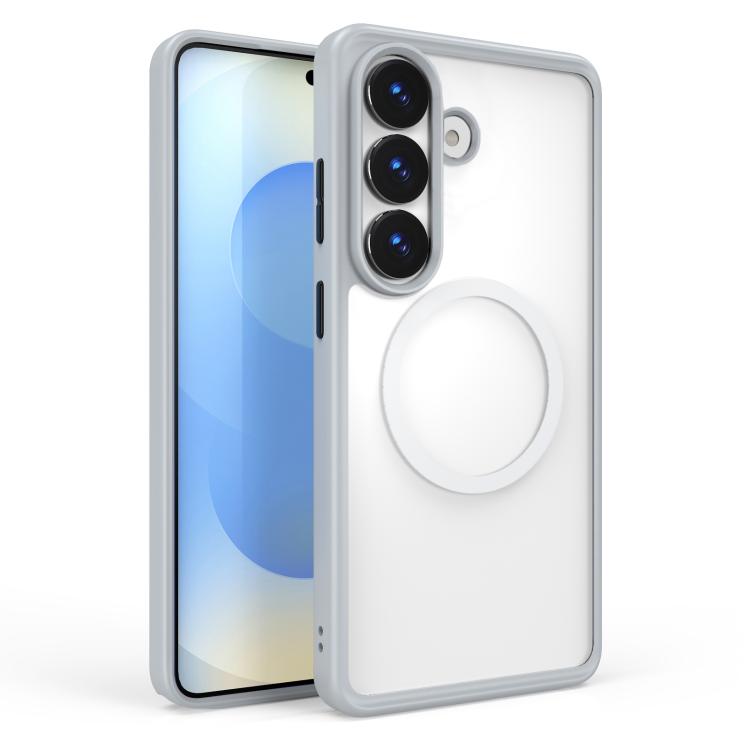 For Galaxy S26 5G Skin Feel Series Matte Color Contrast Magnetic PC Hybrid TPU Phone Case(Grey)