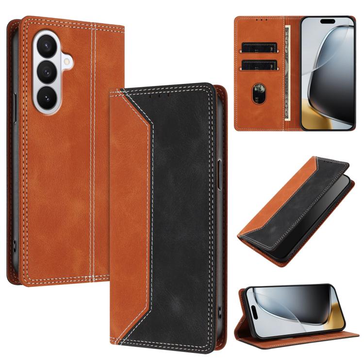 For Galaxy S26 5G Skin Feel Two-tone RFID Blocking Vegan Leather Phone Case(Black)