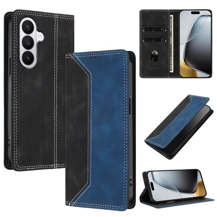 For Galaxy S26 5G Skin Feel Two-tone RFID Blocking Vegan Leather Phone Case(Blue)