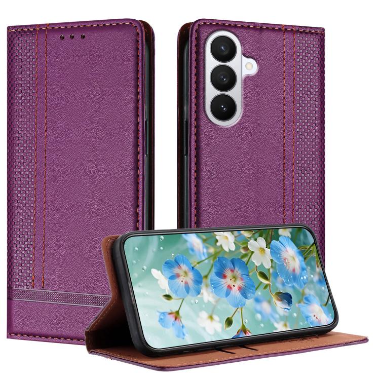 For Galaxy S26 5G Stitching Design Scratch-Resistant Vegan Leather Phone Case(Purple)