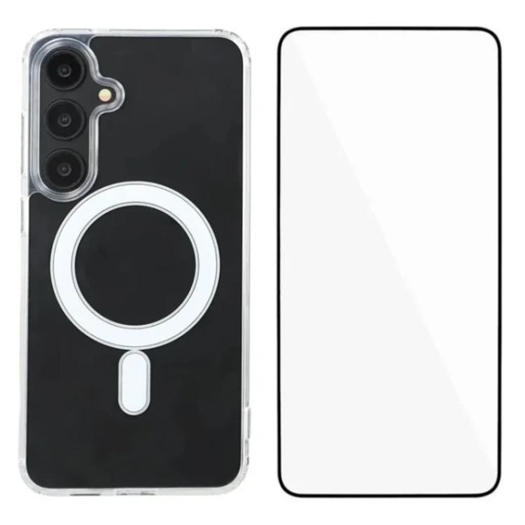 For Galaxy S26 5G WANLONFENG High-Transparency Magnetic Acrylic Phone Case with Screen Protector(Transparent)