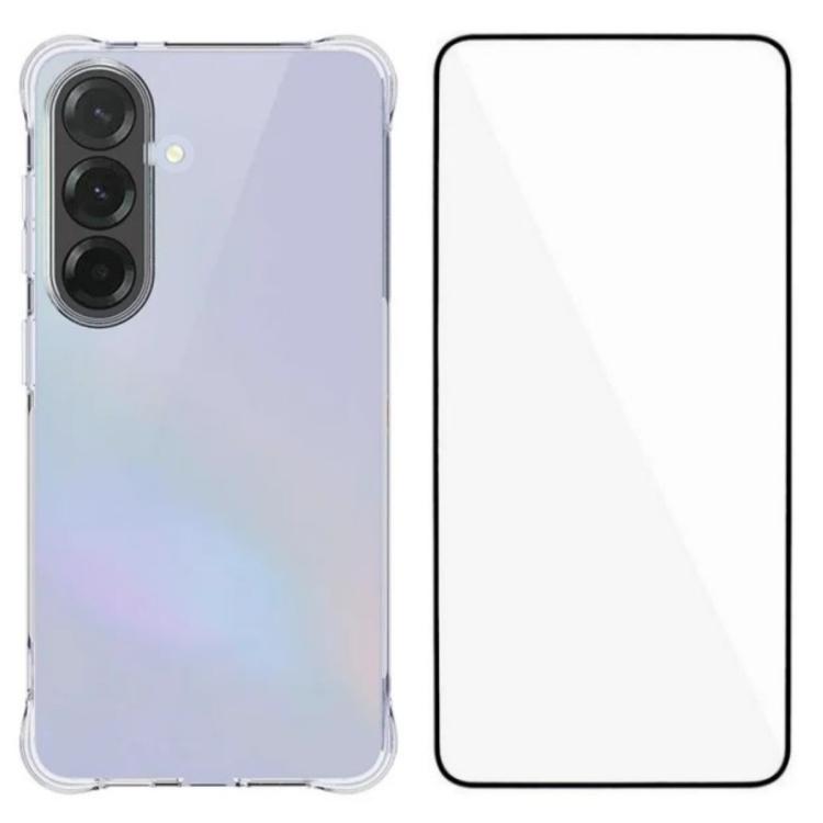 For Galaxy S26 5G WANLONFENG Transparent Four-Corner Shockproof TPU Phone Case with Screen Film(Transparent)
