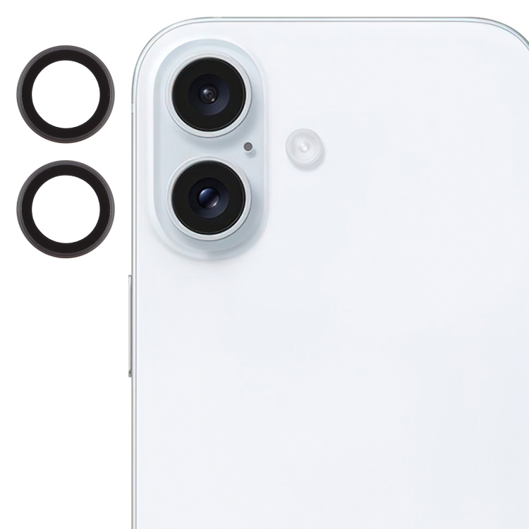 For iPhone 16 / 16 Plus Back Camera Cover Tempered Glass Lens Film(Black)