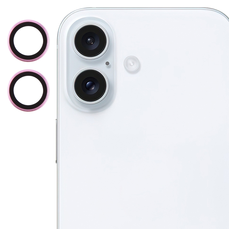 For iPhone 16 / 16 Plus Back Camera Cover Tempered Glass Lens Film(Rose Red)