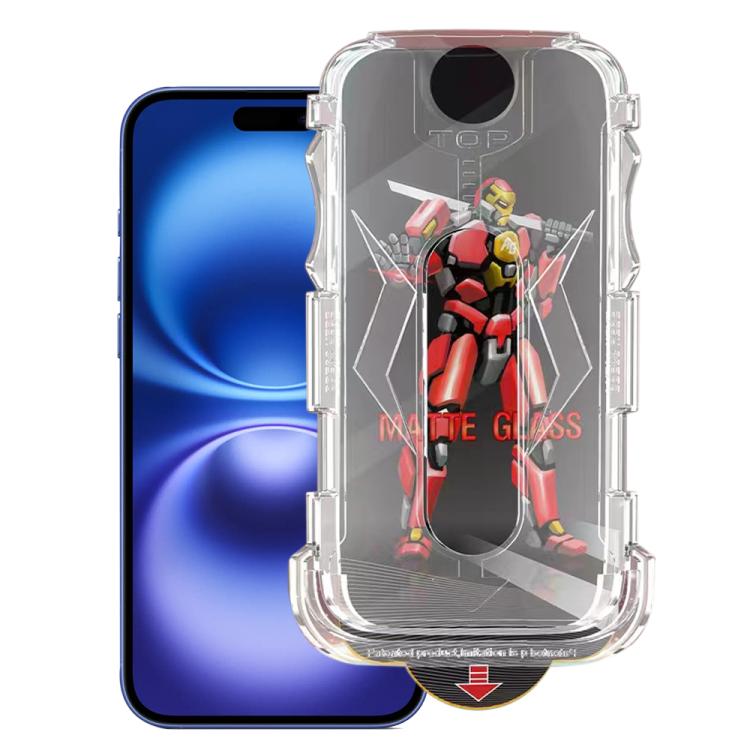 For iPhone 16 Easy Install Matte Armor Tempered Glass Film