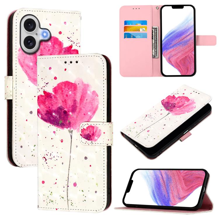 For iPhone 17 3D Painting Horizontal Flip Leather Phone Case(Flower)