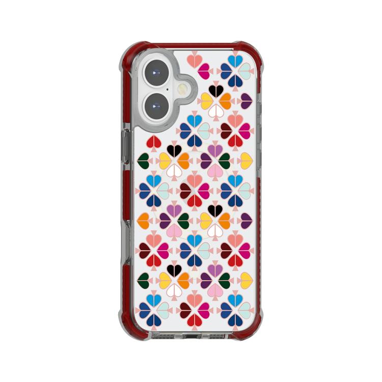 For iPhone 17 Acrylic Four-Corner Shockproof Heart Pattern Magnetic Phone Case(Brown)