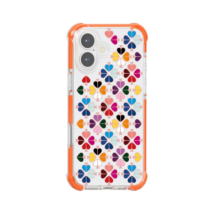 For iPhone 17 Acrylic Four-Corner Shockproof Heart Pattern Magnetic Phone Case(Orange)