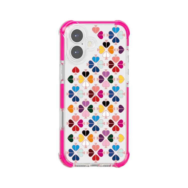 For iPhone 17 Acrylic Four-Corner Shockproof Heart Pattern Magnetic Phone Case(Pink)