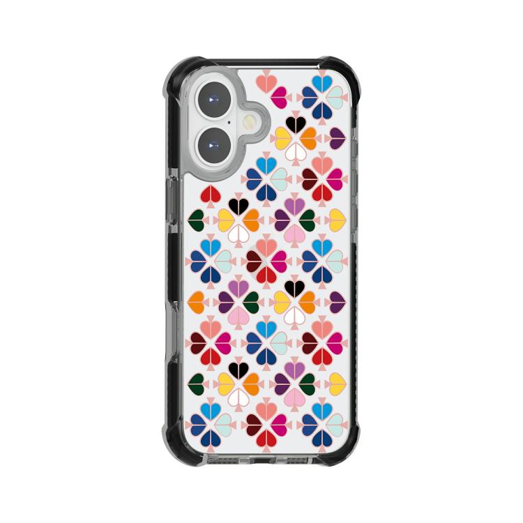 For iPhone 17 Acrylic Four-Corner Shockproof Heart Pattern Phone Case(Black)