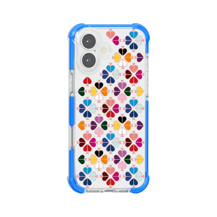 For iPhone 17 Acrylic Four-Corner Shockproof Heart Pattern Phone Case(Blue)