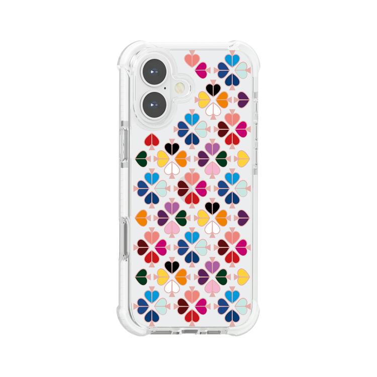 For iPhone 17 Acrylic Four-Corner Shockproof Heart Pattern Phone Case(Transparent White)