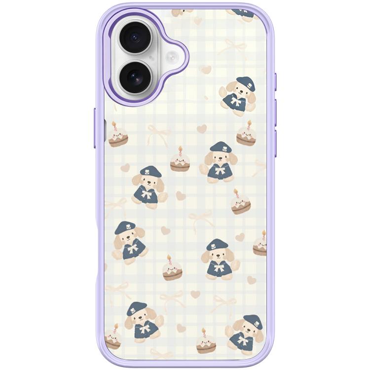 For iPhone 17 Adorable Beret Puppy Pattern Magnetic Phone Case(Light Purple)