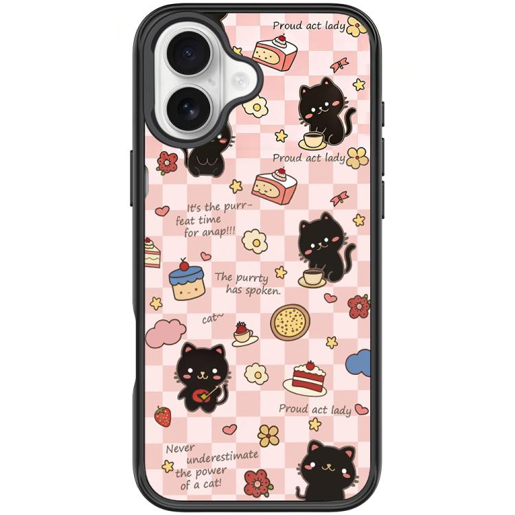 For iPhone 17 Adorable Dessert Cat Pattern Magnetic Phone Case(Black)