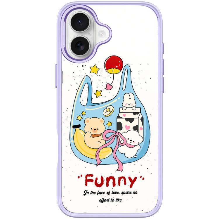 For iPhone 17 Adorable Handbag Bear Pattern Magnetic Phone Case(Light Purple)