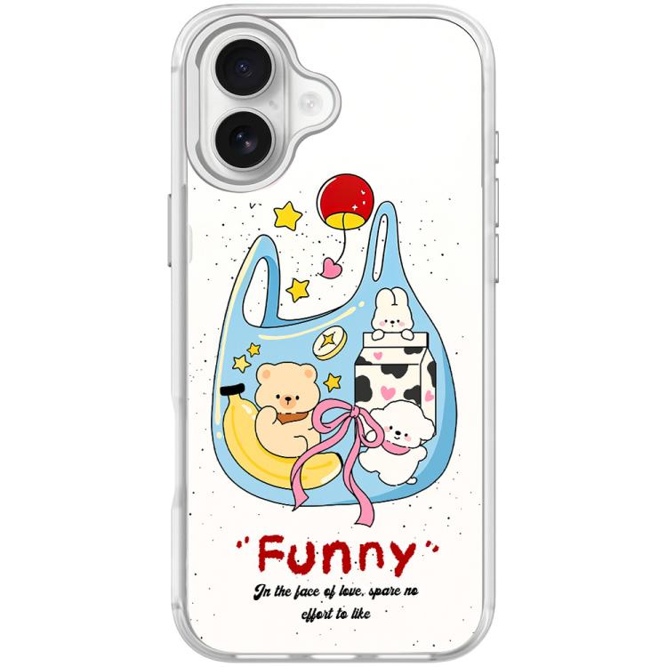 For iPhone 17 Adorable Handbag Bear Pattern Magnetic Phone Case(Transparent White)