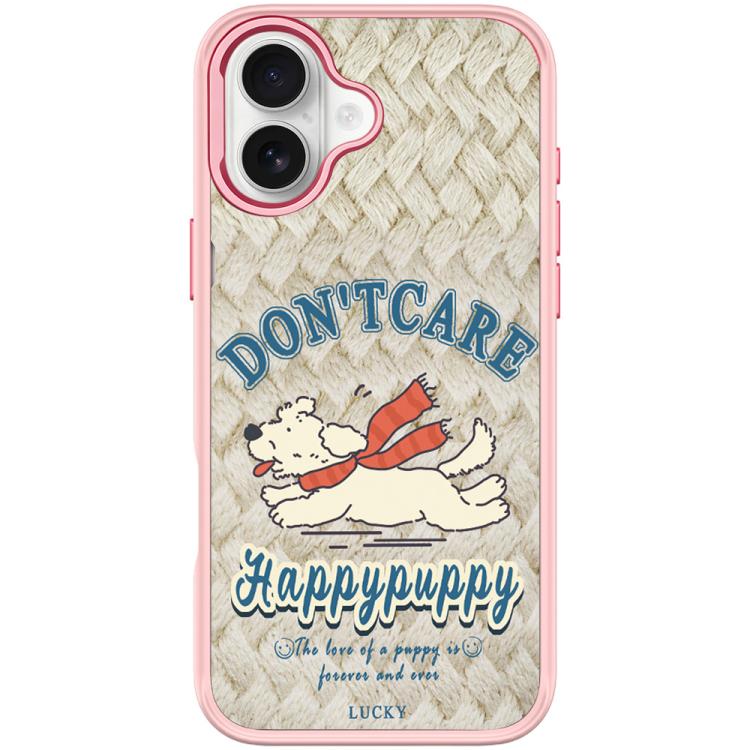 For iPhone 17 Adorable Happy Puppy Pattern Magnetic Phone Case(Pink)