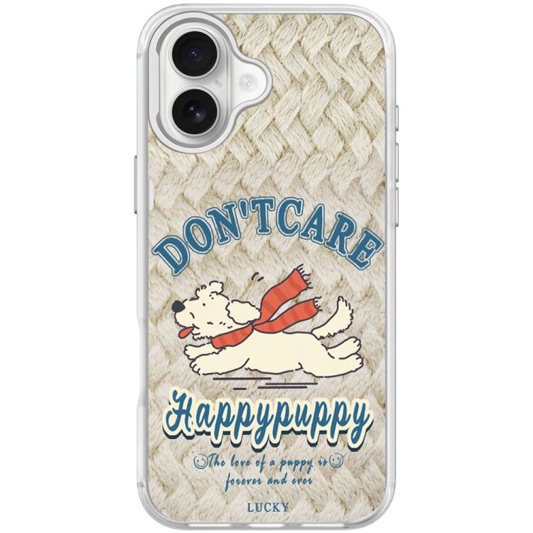 For iPhone 17 Adorable Happy Puppy Pattern Magnetic Phone Case(Transparent White)