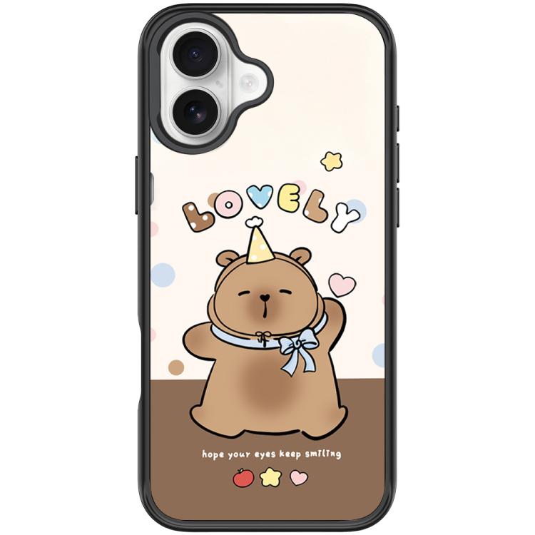 For iPhone 17 Adorable Little Capybara Pattern Magnetic Phone Case(Black)