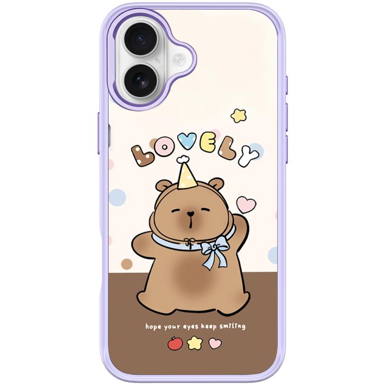 For iPhone 17 Adorable Little Capybara Pattern Magnetic Phone Case(Light Purple)