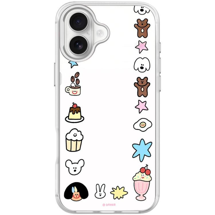 For iPhone 17 Adorable Little Guy Pattern Magnetic Phone Case(Transparent White)