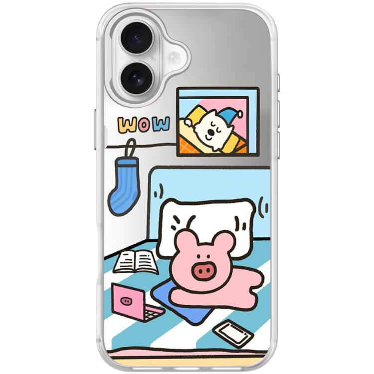 For iPhone 17 Adorable Little Pig Pattern Magnetic Phone Case(Transparent White)