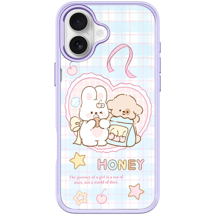 For iPhone 17 Adorable Love Rabbit Pattern Magnetic Phone Case(Light Purple)