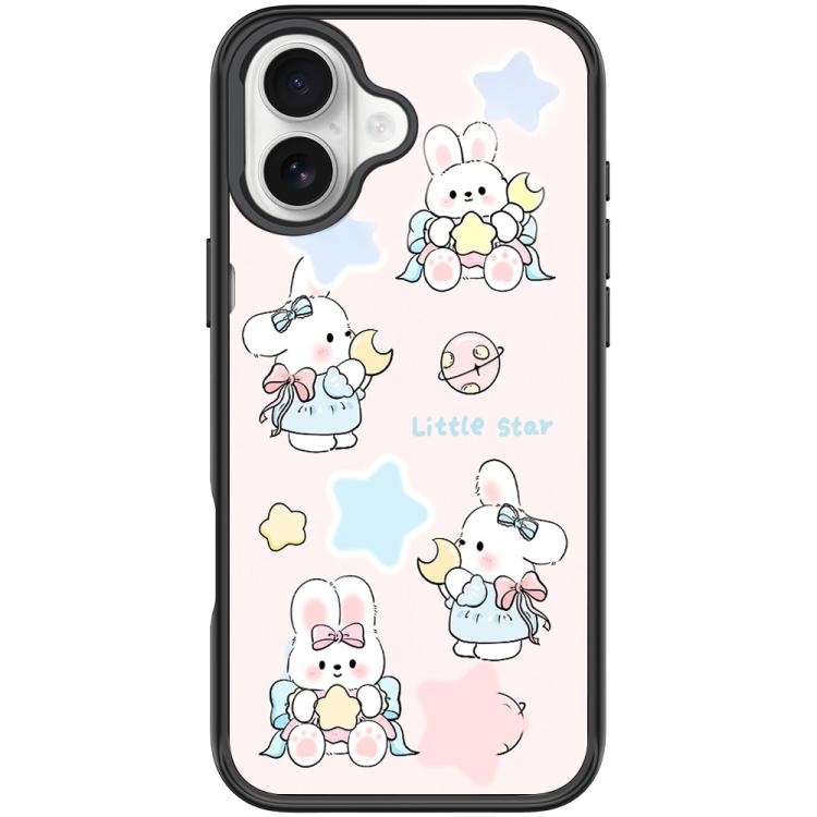 For iPhone 17 Adorable Rabbit and Little Star Pattern Magnetic Phone Case(Black)
